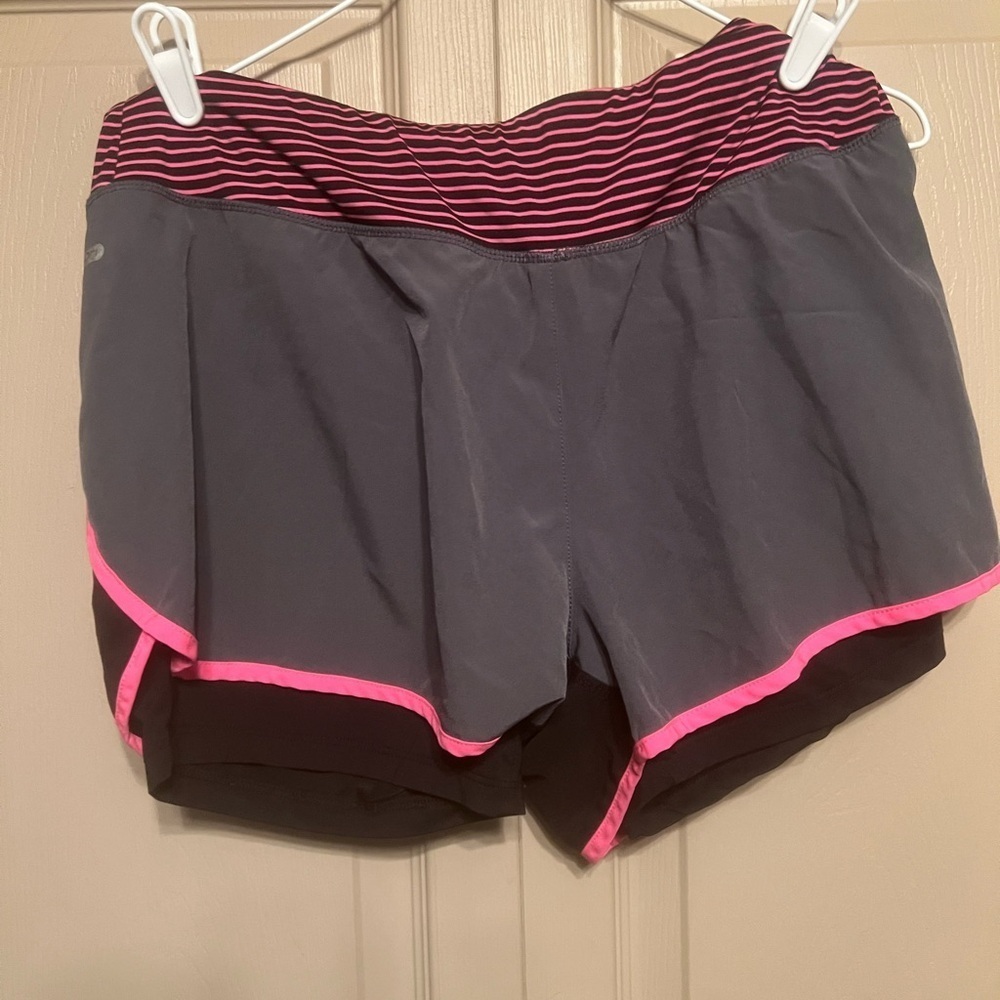 Reebok Gray and Pink Athletic Shorts Lightweight Performance